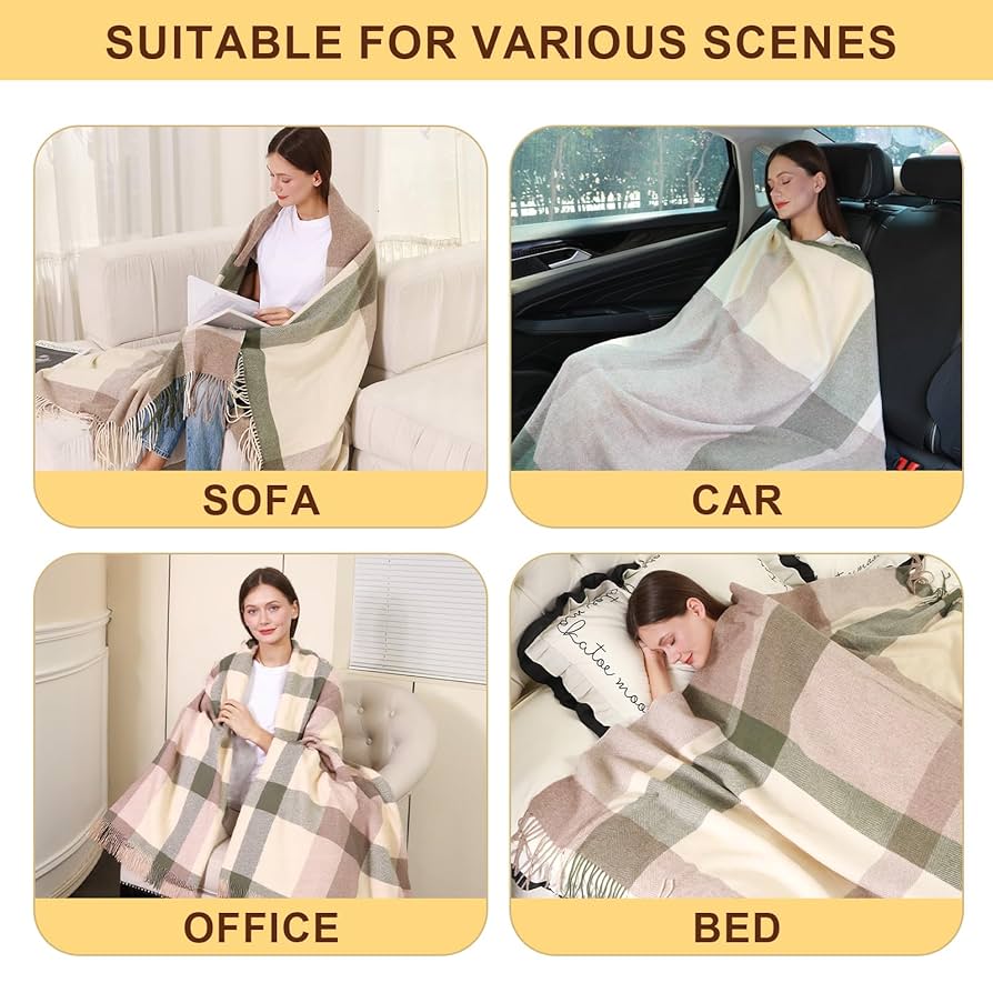 Amazon.com: Pure Wool Plaid Throw Blanket - Warm Throw for